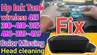 Fixing Color Missing on Hp Ink Tank wireless 415-310-410-315-418-319-419 remove air in ink pipes.