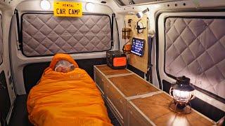 [Rain camp] Car camping in a small car at convenient roadside station/Vanlife