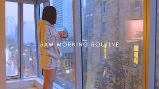 5AM "slow" Morning Routine | Rainy fall morning, autumn porridge & coffee | Fall 2024 