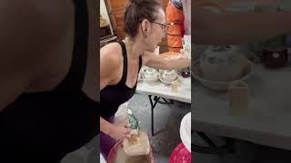 Pro glazing tip: leave the edge of the table clear #potter #glazingpottery #ceramic #potterystudio