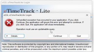 Etimetracklite Error - Unhandled exception has been occurred in your application. If you click co..