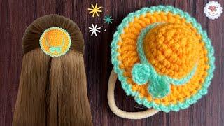 Mini Crochet Hat Hair Tie / Mini Crochet Sombrero Hat