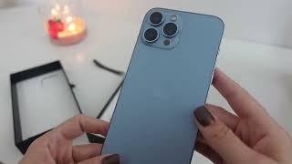 13 Pro Max iphone Unboxing + Cases Sierra Blue 256gb  .. New 2022