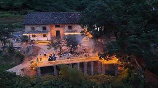 Man spends $10,000 to build villa and renovate old house in mountains