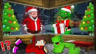 JJ and Mikey HIDE From GRINCH and SANTA At Night in Minecraft Challenge Maizen