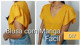 Blusa com manga Fácil! com Retalho 50cm de crepe DIY