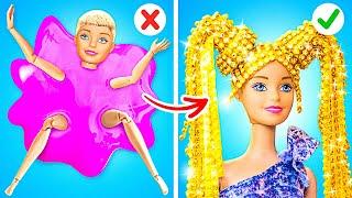 Transformare Păpuși: Bogată vs Săraca Coafură Nouă pt. Barbie‍️ Mici DIY-uri 123 GO!