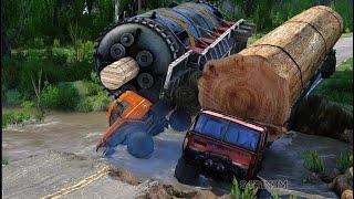 carrying the world's largest logs - spintires mudrunner