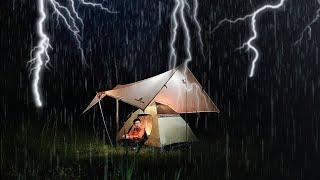 SOLO CAMPING IN LONG HEAVY RAIN AND THUNDERSTORM, REALLY NON STOP HEAVY RAIN ALL NIGHT