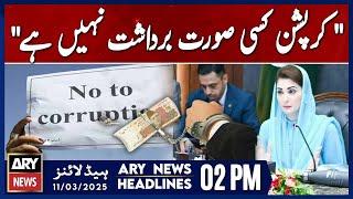 CM Punjab Maryam Nawaz in Action | ARY News 2 PM Headlines| 11th March 2025 | Corruption in Punjab