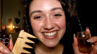 ASMR Friend Pampers You Before Bed (Layered Makeup, Scalp Massage, & Skincare)