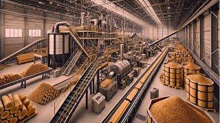 How is the wood chip production process done? at the export wood processing factory?