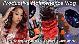 A VERY PRODUCTIVE MAINTENANCE VLOG *hair install, pedicure, tutorials, + more* BADDIE ON A BUDGET!