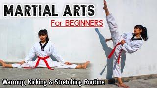 10-Min MARTIAL ARTS Training: Warmup, Kicking & Stretching Routine (in Hindi)