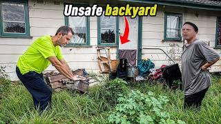 DANGEROUS Yard filled with Hard METAL Waste...Her Grandkids couldn’t play here!