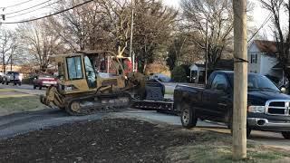 Loading dozer onto trailer