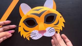 3D tiger mask | How to make a tiger mask using paper | DIY tiger paper mask | Animal paper mask idea