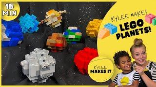 Kylee Makes Lego Planets! How to Make Lego Brick Solar System Planet Spheres with Basic Bricks