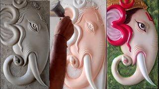 Ganesha mural painting//colouring Ganesha fibreglass mural