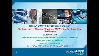 IEEE Egypt AP S MTT S Joint Chapter - Dr Ahmed Taha Talk, University of Glasgow, UK - Modern CPIs