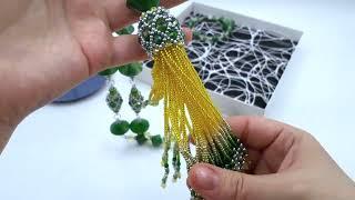 Сотуар из полимерных бусин "Летняя зелень" Sotuar of polymer beads "Summer greens"