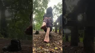 Grounding stretches woodland bench