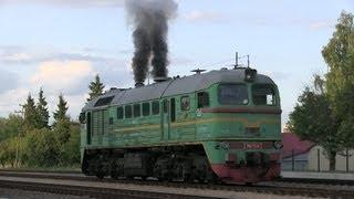 Запуск дизеля тепловоза М62-1244 / M62-1244 awesome engine start and amazing sound!