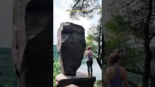 how did this rock become perfectly balanced? 🪨 #geology #wisconsin #balancedrock