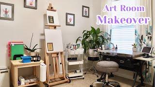 Art Studio Makeover | Set Up My Art Room | Cozy Art Vlog