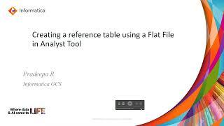 Creating a Reference Table using a Flatfile in the Analyst Tool