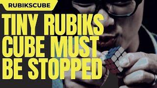 This tiny Rubik's cube must be stopped! Solve the rubik's cube with no hand #shorts magic!