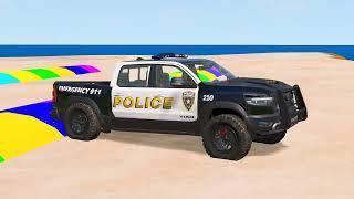 Funny Cars and Police Cars with Slide Color Transportation - Police Chase vs Cars - BeamNG.Drive