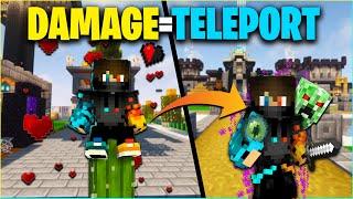 If I Take Damage Game Teleports Me To Any Youtubers World | Minecraft Hindi