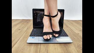 Laptop crushed By Gorgeous Girl | Girl crush laptop under feet #heelscrush #laptopcrush