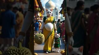 Pregnant cat gives birth in traditional Indian market.#cat #kitten #animation #funny #trending #ai