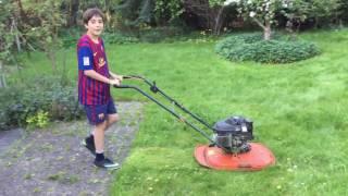 Andy demonstrates how easy it is with a hoover lawn mower