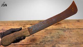 Restoration of a big heavily rusted machete ! - ASMR 4K DIY