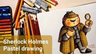 Sherlock Holmes with pastels/How to draw with pastels/pastel drawing/pastel tutorial