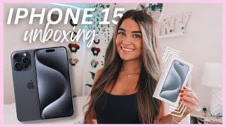 IPHONE 15 PRO UNBOXING & SETUP *blue titanium* | Upgrading from the iPhone 12 & comparison