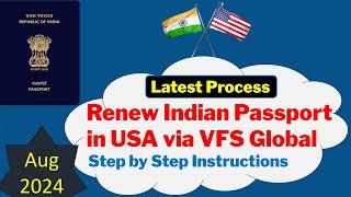 Indian Passport Renewal/Re-issuance in USA VFS GLOBAL | Latest Process Steps | For Adult | new 2024