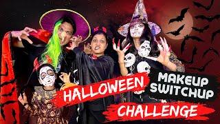 Halloween Make Up Switch Up Challenge  | Horror Challenge | Family Comedy Challenge | Cute Sisters