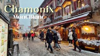 Walking Through the Snowstorm in Chamonix, France: (4k) Spirit of Winter and Christmas.