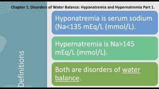 Hyponatremia Part 1. Introduction and Classification