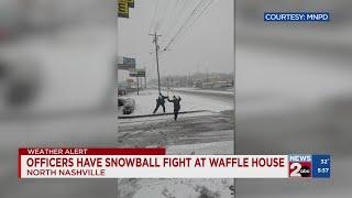 Officers have snowball fight at Waffle House