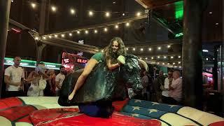 Worth Watching!  Benidorm Bull Ride Gone Wrong!  Epic Fail. Mechanical Bull Spain september 2024 4K