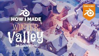 Winter Low Poly Village in Blender - 3D Modeling Process | Polygon Runway