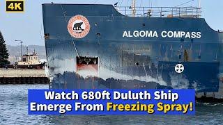 ️Watch 680ft Duluth Ship Emerge From Freezing Spray!