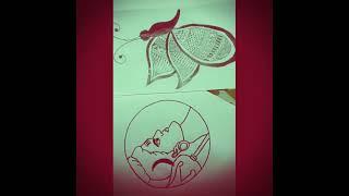 Drawing of mandala Butterfly and Mahadev in circle/Art cart of Aviral's