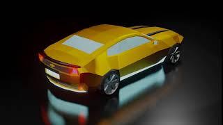 Low Poly Car With Glossy Golden