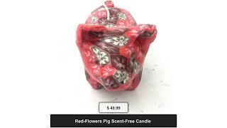 Red-Flowers Pig Scent-Free Candle